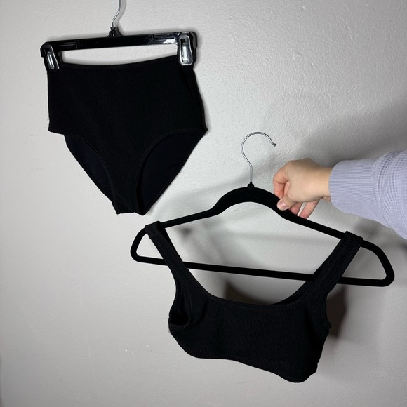 & Other Stories Textured Bikini SET Square Neck Top High Waisted Black - Picture 6 of 16